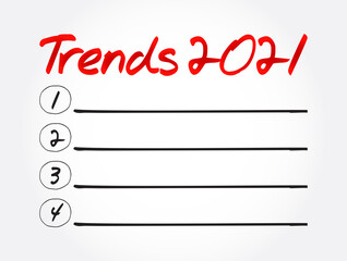 Trends 2021 Blank List, concept background