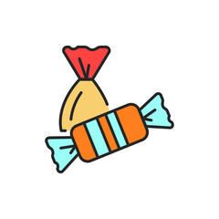 Chocolate candies color line icon. Isolated vector element.