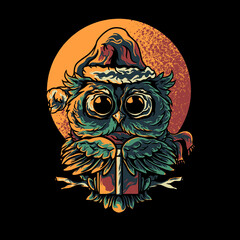owl christmas illustration