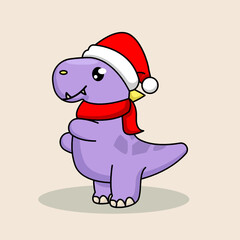 Cute Christmas Dino mascot design