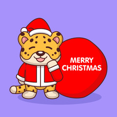 Cute Leopard with Christmas costume