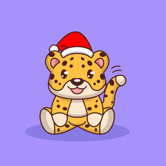 Cute Leopard with Christmas costume