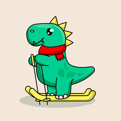 Cute Christmas Dino mascot design