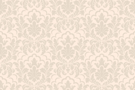 Damask seamless pattern element. Vector classical luxury old fashioned damask ornament, royal victorian seamless texture for wallpapers, textile, wrapping. Vintage exquisite floral baroque template.