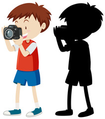 Boy taking a photo with its silhouette