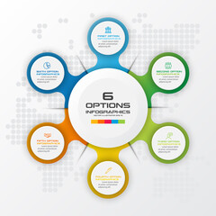 Circle chart infographic template with 6 options,Vector illustration.