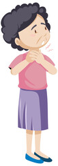 Old woman having sore throat