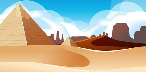 Naklejka na ściany i meble Wild desert landscape at daytime scene