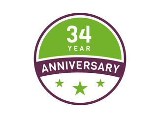 34 years anniversary image, 34 year Anniversary logo isolated on white background
