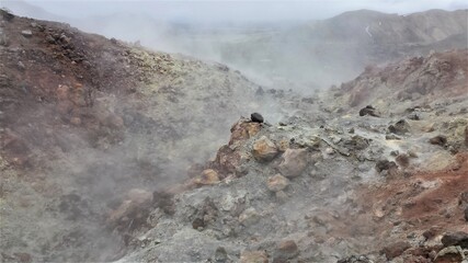 Ein vulkanisch aktives Lavafeld in Landmannalaugar im Hochland von Island