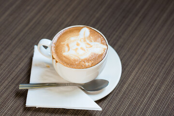 Hot latte art coffee aroma drink with animal texture