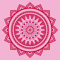 Vector illustration of a pink mandala. Buddhist design for meditation.