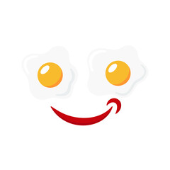 Smile from eggs and ketchup graphic icon. Two fried egg with ketchup sign isolated on white background. Vector illustration
