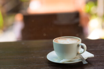 Hot latte art coffee aroma drink with animal texture