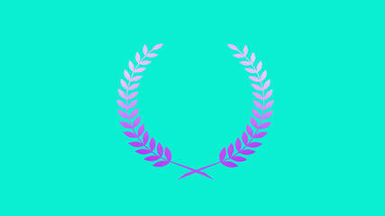 Beautiful purple and white gradient wreath icon on cyan background, Best wheat icon