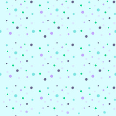Watercolor seamless colorful circle pattern in pastel colors on a blue background