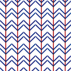 Vector blue chevrons red stripes seamless pattern