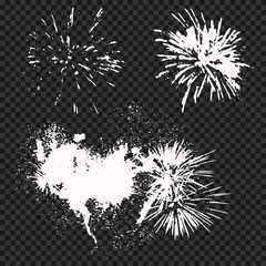 Fireworks vector silhouette set isolated on a transparent background.
