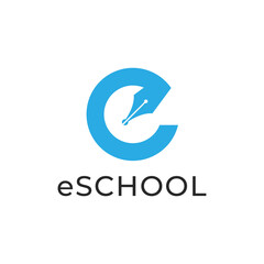 e letter initials educational e school logo design template