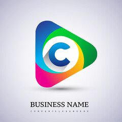 C letter colorful logo in the triangle shape, Vector design template elements for your Business or company identity.