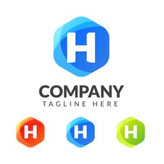 Letter H logo with colorful background, letter combination logo design for creative industry, web, business and company.
