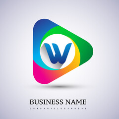 W letter colorful logo in the triangle shape, Vector design template elements for your Business or company identity.