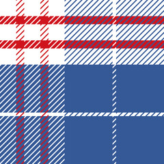 Rood, wit en blauwe tartan vector herhaal naadloos patroon - obrazy, fototapety, plakaty