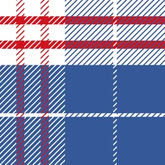 Fotobehang Rood, wit en blauwe tartan vector herhaal naadloos patroon © Doeke