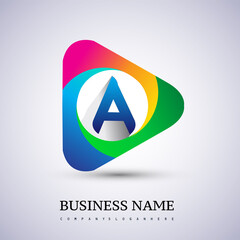 A letter colorful logo in the triangle shape, Vector design template elements for your Business or company identity.