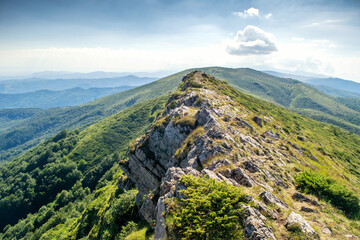 Beautiful mountain view from the path from Beklemeto to Kozya Stena, Troyan Balkan, Bulgaria