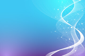 Scientific illustration genetic engineering and gene manipulation concept. DNA helix, DNA strand, molecule or atom, neurons. Abstract structure for Science or medical background