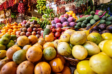 Fruits on Mercado dos Lavradores in Funchal,  Madeira