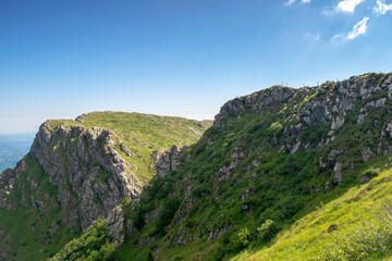 Fototapeta premium Beautiful mountain view from the path from Beklemeto to Kozya Stena, Troyan Balkan, Bulgaria