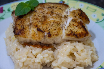 grilled fish with risotto
