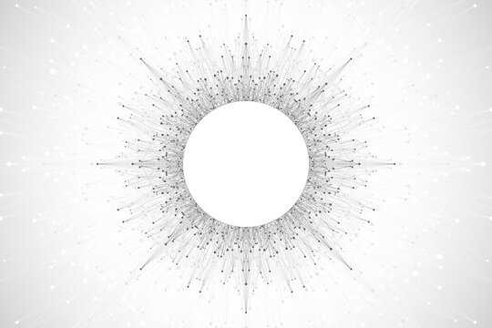 Quantum computer technology concept. Deep learning artificial intelligence. Big data algorithms visualization for business, science, technology. Waves flow, illustration.