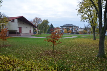 Busko Zdrój , puste ulice ,covid 19 Busko Zdrój , jesień 2020 Busko Zdrój , Busko Zdrój bez ludzi , bez ludności ulice , Busko Zdrój bez kuracjuszy , puste Park Zdrojowy w Busku Zdroju , Park w Busku © Szymon