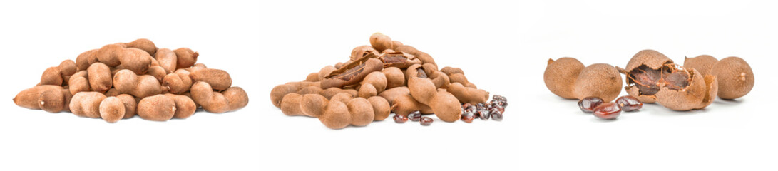 Fototapeta na wymiar Collage of Tamarind on a white background. Clipping path