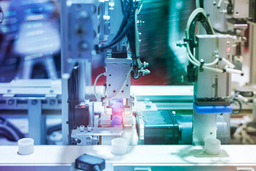 automatic gripping and smart robot working on smart factory,industry 4.0 and technology.