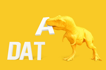 Tyrannosaurus with 'DATA' text sign. Technology concept. 3D rendering © kirill_makarov