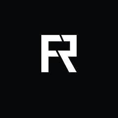 Creative Professional Trendy and Minimal Letter FR Logo Design in Black and White Color, Initial Based Alphabet Icon Logo in Editable Vector Format