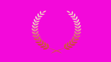 Obraz premium Amazing white and red gradient wreath logo icon on pink background, Best wheat icon