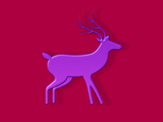 Blauen Elch auf Rotem Hintergrund.