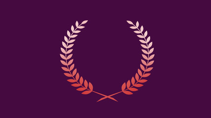 Beautiful red and white color gradient wreath icon on pink dark background, Wheat icon