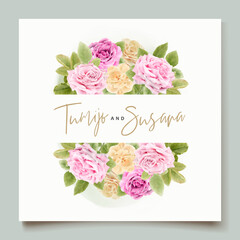 Fototapeta na wymiar elegant hand drawing wedding invitation floral design
