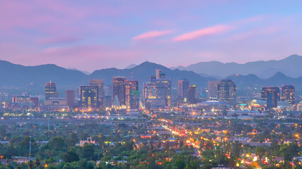 Phoenix city downtown skyline cityscape of Arizona in USA