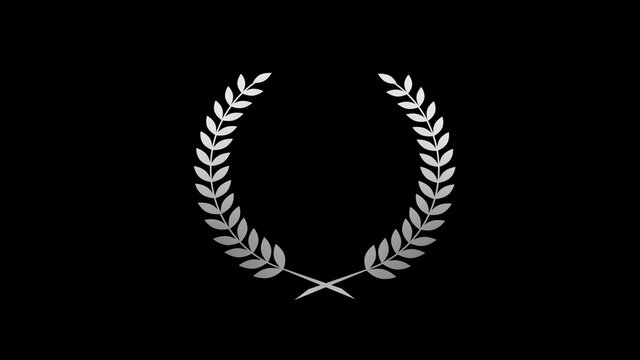 Best gray and white wreath logo icon on black background, Wheat icon