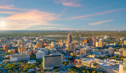 Cityscape of  downtown San Antonio in Texas, USA