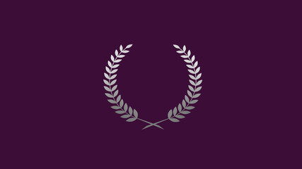 New gray gradient wreath logo icon on pink dark background, Wheat icon