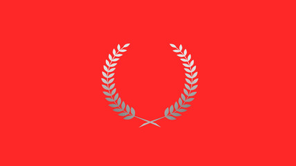 Beautiful gray gradient wreath logo icon on red background, Amazing wheat icon