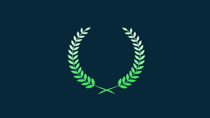 New green gradient wheat icon on aqua dark background, New wreath icon